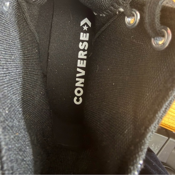 Converse Black High-Tops CTAS with Silver Spikes Distressed Style Lifted No Wear - Picture 10 of 13